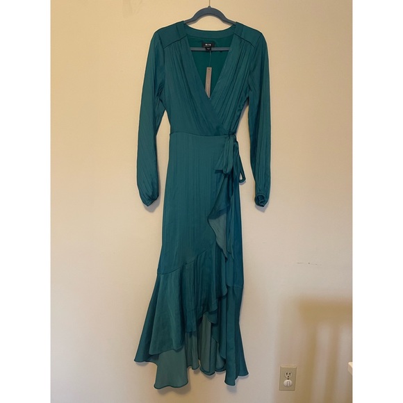 Anthropologie Maeve V-Neck Wrap Maxi Dress Womens Maeve V- Neck Turquoise size M - Picture 6 of 9